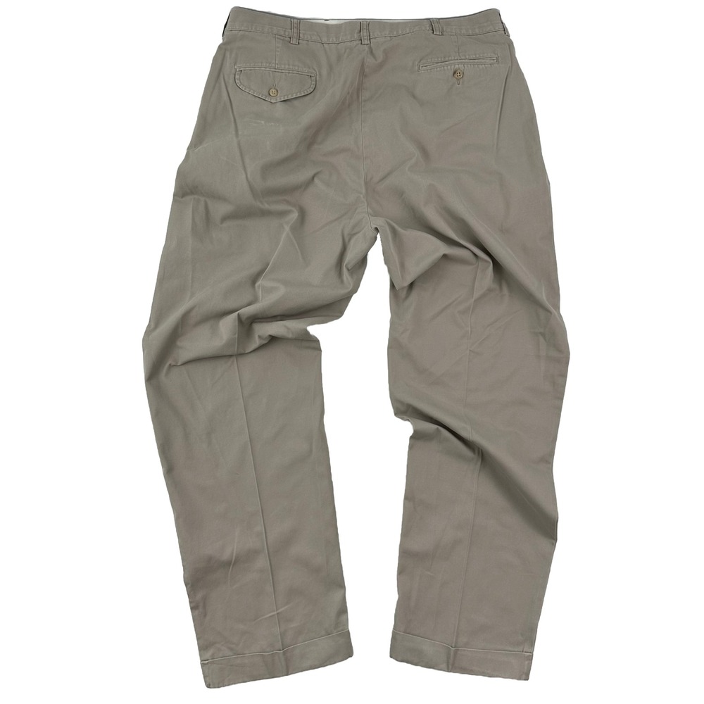 VTG Polo Ralph Lauren Relaxed Pleated Chino Pants Mens 37x32 Cuffed Khaki Beige - Picture 8 of 8